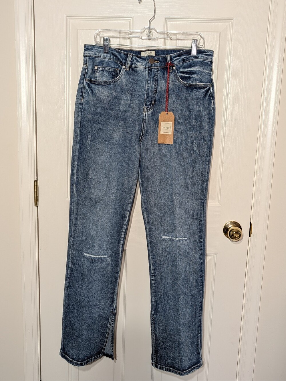 TRU LUX JEANS Straight Leg Jeans in Blue Wash